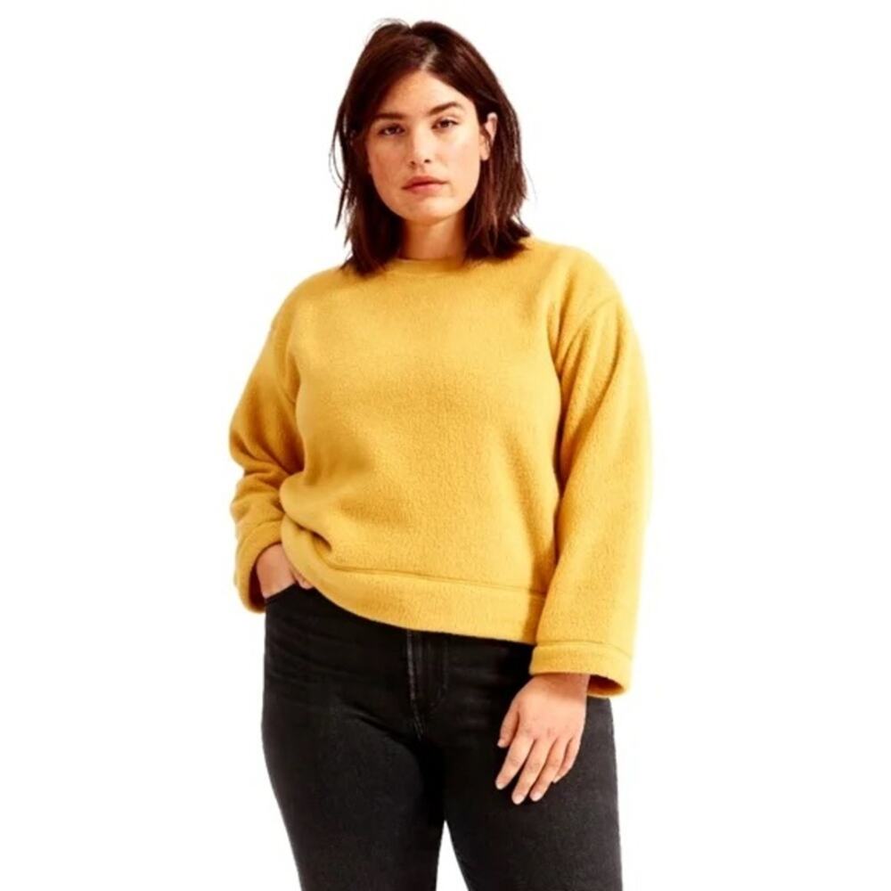 Everlane The ReNew Plush Fleece Sweatshirt Mustard Gold Size XS